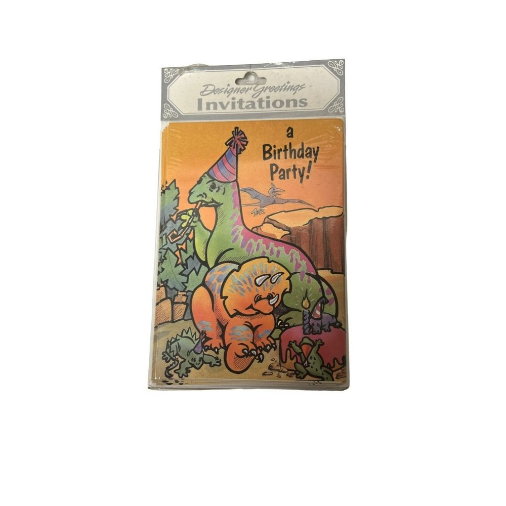 Vintage Paper Dinosaur Party Invitations